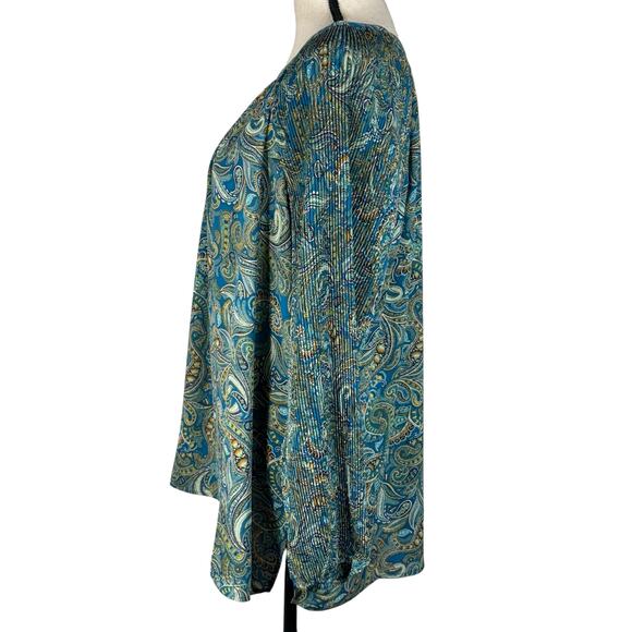 J. Jill Large Tunic Top Paisley Slits Keyhole Long Balloon Sleeves Round Neck - Picture 6 of 10